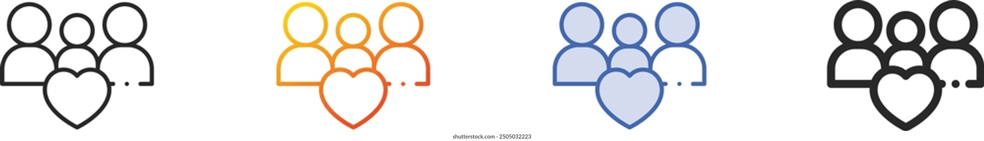 icono de la familia. Diseño lineal delgado, degradado, trazo azul y estilo audaz aislado sobre fondo blanco