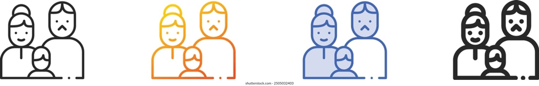 family icon.Thin Linear, Gradient, Blue Stroke and bold Style Design Isolated On White Background