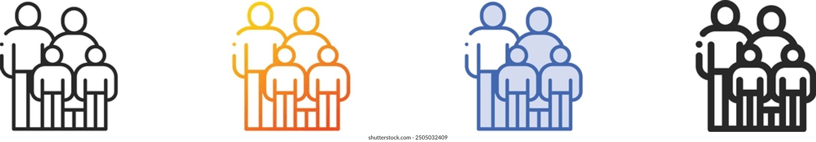 family icon.Thin Linear, Gradient, Blue Stroke and bold Style Design Isolated On White Background
