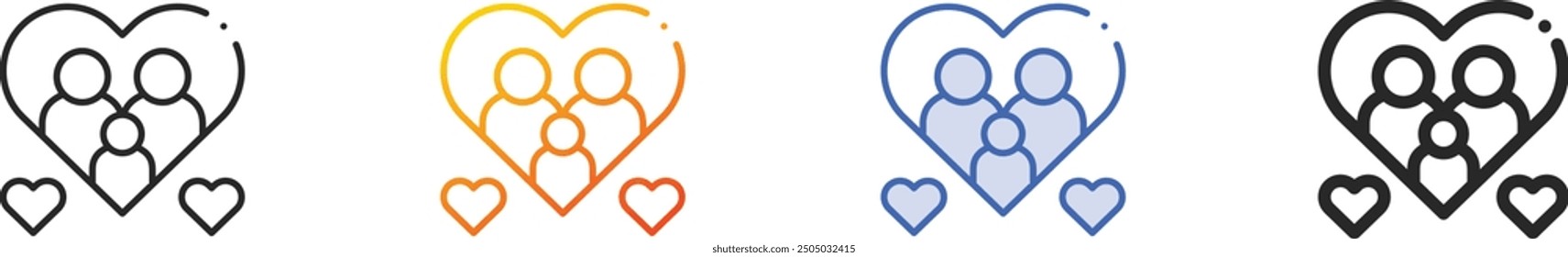 family icon.Thin Linear, Gradient, Blue Stroke and bold Style Design Isolated On White Background