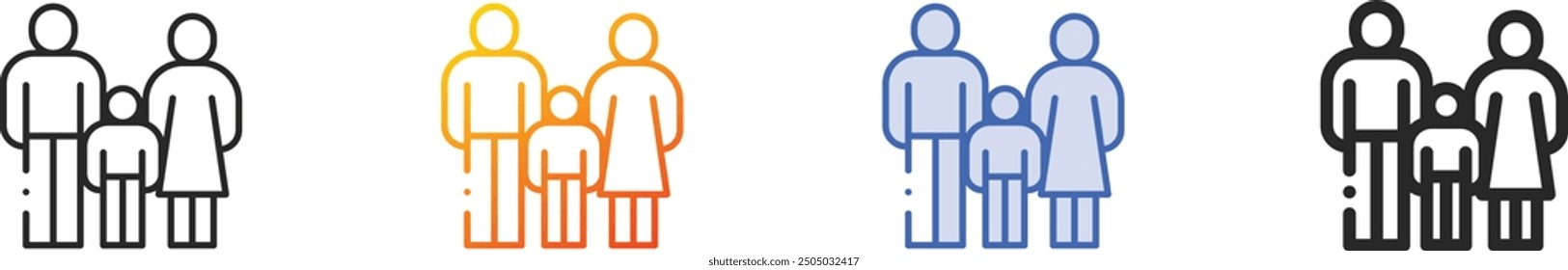 family icon.Thin Linear, Gradient, Blue Stroke and bold Style Design Isolated On White Background