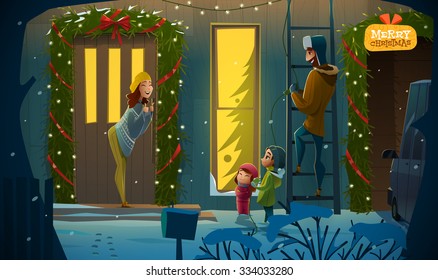 Family idyll on Christmas night