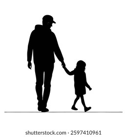 family, illustration, black, figure, hand, human, vector, male, adult, silhouette, mark, illustration material, front, monochrome, parent and child, sibling, standing, halt, cut-out, restroom, man, de