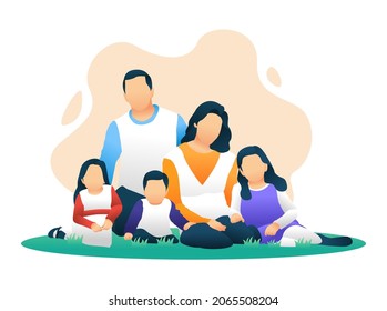 family illustration with flat style design. can be used as an element in the design of posters, social media, banners, websites, etc.