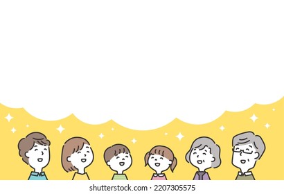 Family illustration frame material happy