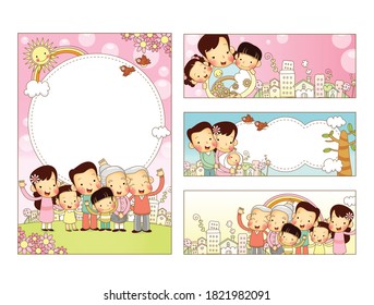 Family Illustration Line Character Illustration Collection
