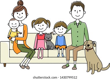 It is a family illustration to relax on the sofa.