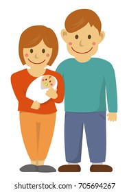 Family illustration (vector) / with baby