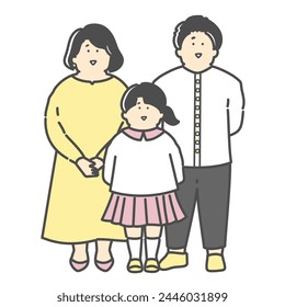 Family illustration of young couple and children