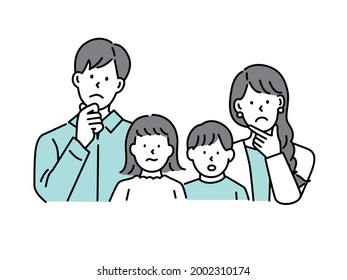 Family illustrations.husband and wife, parent and child, children, business, kids, dual-income ,question.