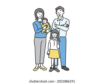 Family Illustrations.husband And Wife, Parent And Child, Children, Business, Kids, Dual-income ,question.