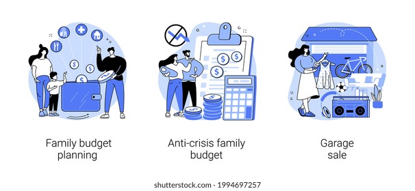 Family income abstract concept vector illustrations.