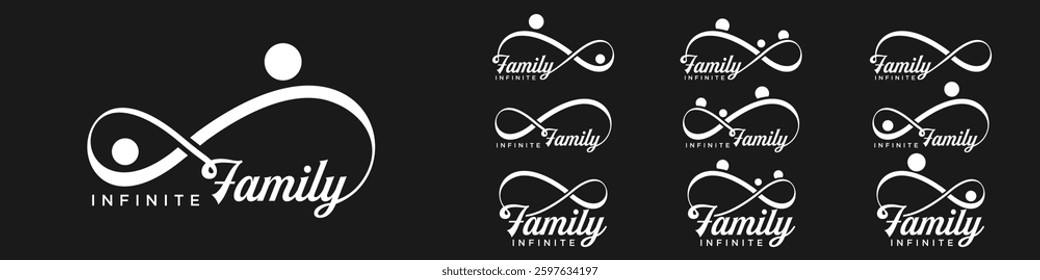 family Infinity logo design, wordmark family with Infinity icon combination, vector illustration