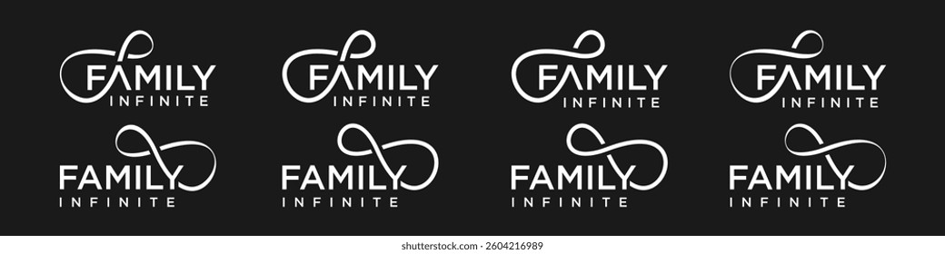 family Infinity logo design, wordmark family with Infinity icon combination, vector illustration