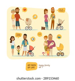 Family infographic with elements and characters