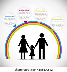 Family infographic vector template with rainbow.