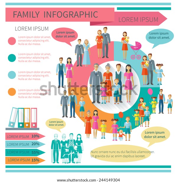 Family Infographics Set Charts Parent Children Stock Vector (Royalty ...