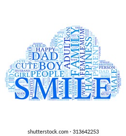 Family info-text graphics and arrangement concept (word cloud)