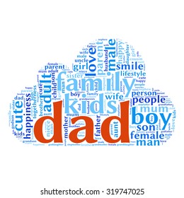 Family info-text graphics and arrangement concept (word cloud)