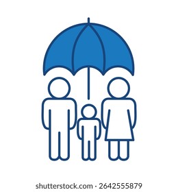 Family Insurance Blue Line Icon. Investment, Finance, Economy, Portfolio, Strategy, Money, Investor, Currency, Retirement, Wealth Icons. Editable Stroke Vector Illustration