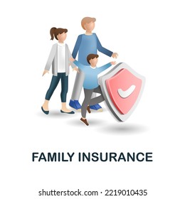 Family Insurance icon. 3d illustration from insurance collection. Creative Family Insurance 3d icon for web design, templates, infographics and more