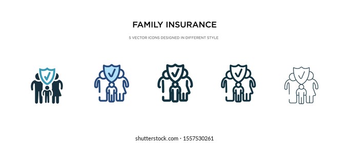 family insurance icon in different style vector illustration. two colored and black family insurance vector icons designed in filled, outline, line and stroke style can be used for web, mobile, ui