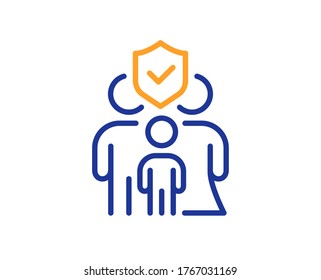 Family insurance line icon. Health coverage sign. Life protection policy symbol. Colorful thin line outline concept. Linear style family insurance icon. Editable stroke. Vector