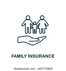 Family Insurance outline icon. Thin line style icons from insurance icons collection. Web design, apps, software and printing usage simple family insurance icon.