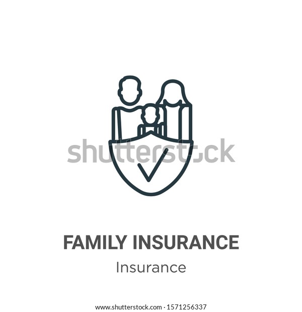 Family\
insurance outline vector icon. Thin line black family insurance\
icon, flat vector simple element illustration from editable\
insurance concept isolated on white\
background