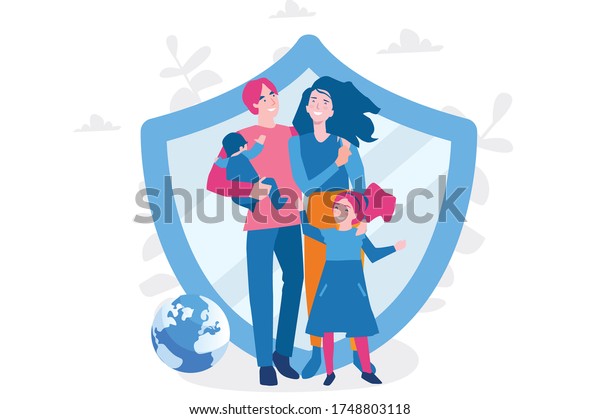 Family insurance services Vector\
illustration for web banner, infographics, mobile.\
