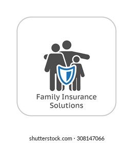 Family Insurance Solutions And Medical Services Icon. Flat Design. Isolated.