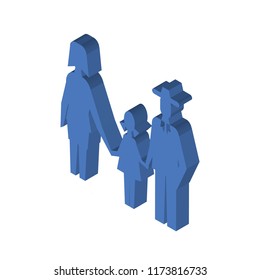 Family isometric left top view 3D icon