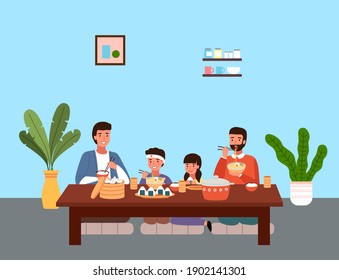 家族 団らん 食卓 和食 のイラスト素材 画像 ベクター画像 Shutterstock