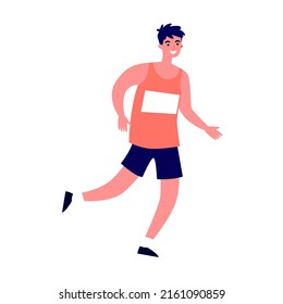 Family jogging in park, running marathon. Vector illustration for lifestyle, outdoor activity, sport, leisure, fitness concept