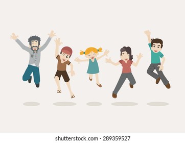 Family  jumping , eps10 vector format