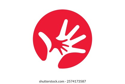 Family Kids care logo hand logo on the circle