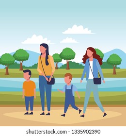 Family and kids cartoon