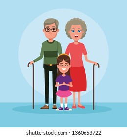 Family with kids cartoon