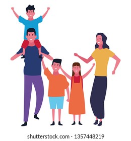 Family and kids cartoons isolated