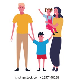 Family and kids cartoons isolated