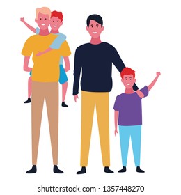 Family and kids cartoons isolated