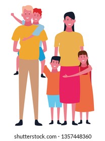 Family and kids cartoons isolated