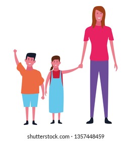 Family and kids cartoons isolated