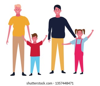 Family and kids cartoons isolated