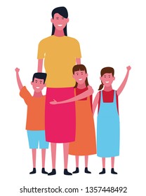 Family and kids cartoons isolated