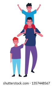Family and kids cartoons isolated