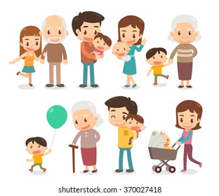 Family and kids. Vector flat design.