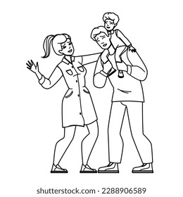 family laughing vector. happy mother father, woman man, together male, home fun, young child family laughing character. people Illustration