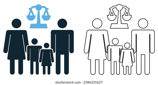 Family law icon vector legal, parenting and marriage pictogram symbol ui and ux design, glyphs and stroke line