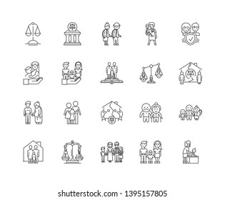 Family law line icons, signs, vector set, outline illustration concept 